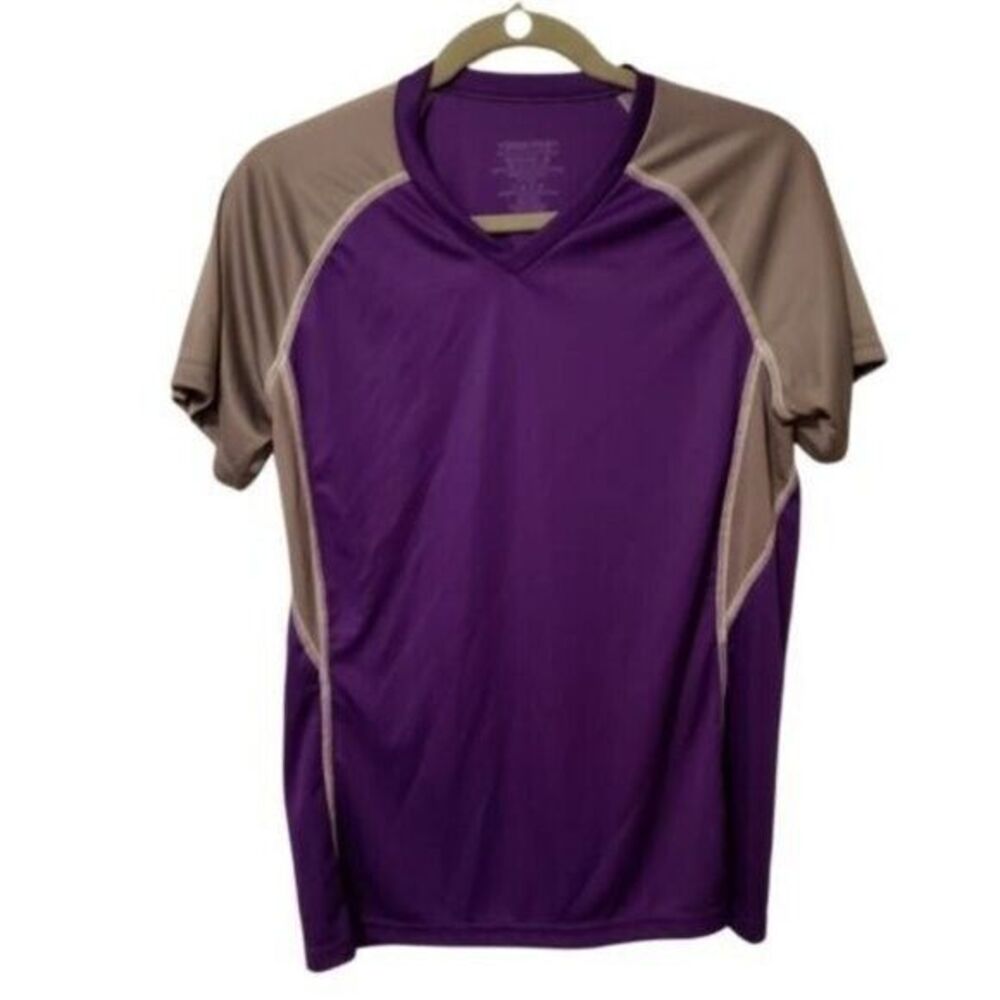 High Five Womens Sz M Purple Gray Solid Short Sleeve Athletic T-shirt